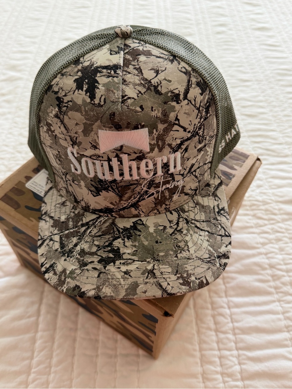 Southern String Hat Co Camo Mesh Trucker Hat - Green/Tan NEW